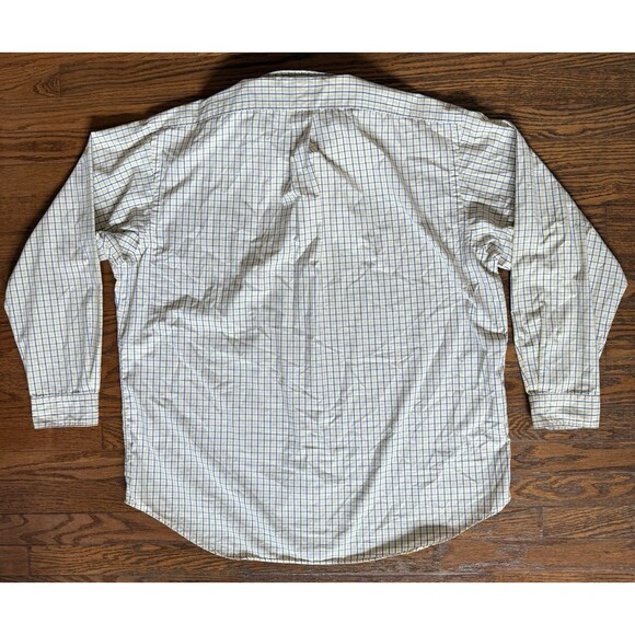Vintage Ralph Lauren Button Down Shirt Mens XL White Yellow Check Blake Two Ply - Picture 8 of 10